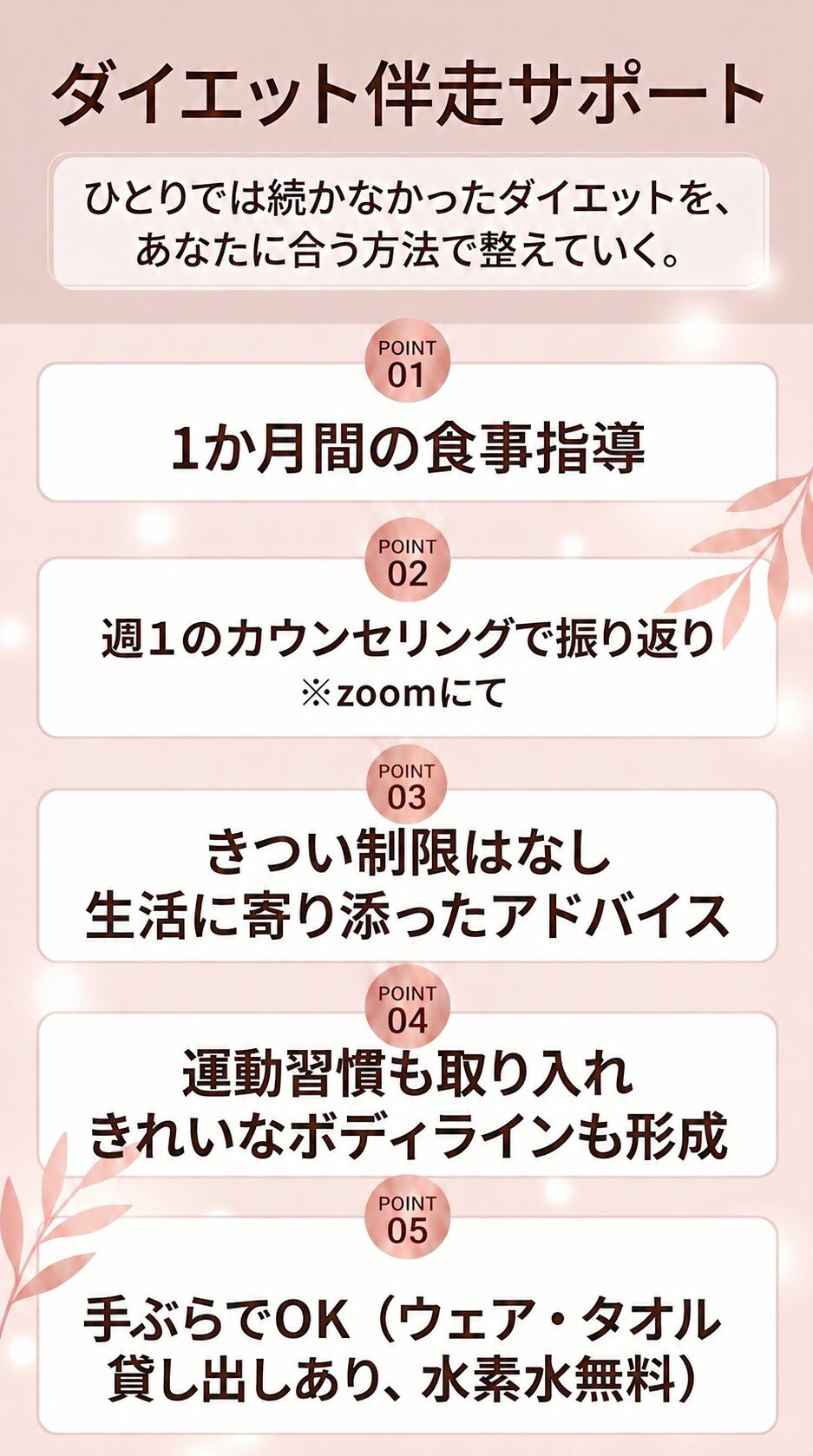 コ青梅のパーソナルジムのース内容紹介