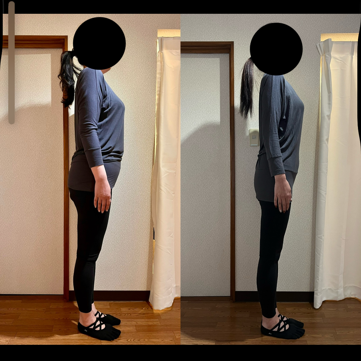 ピラティスでビフォーアフターを確認する女性